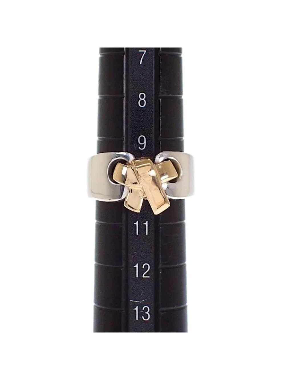Hermes Raset Ring 52 Vintage 18K Yellow Gold 925 Sterling Silver